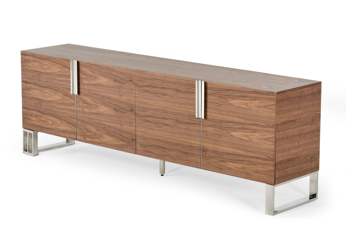 Modrest Gilroy - Modern Walnut & Stainless Steel Buffet