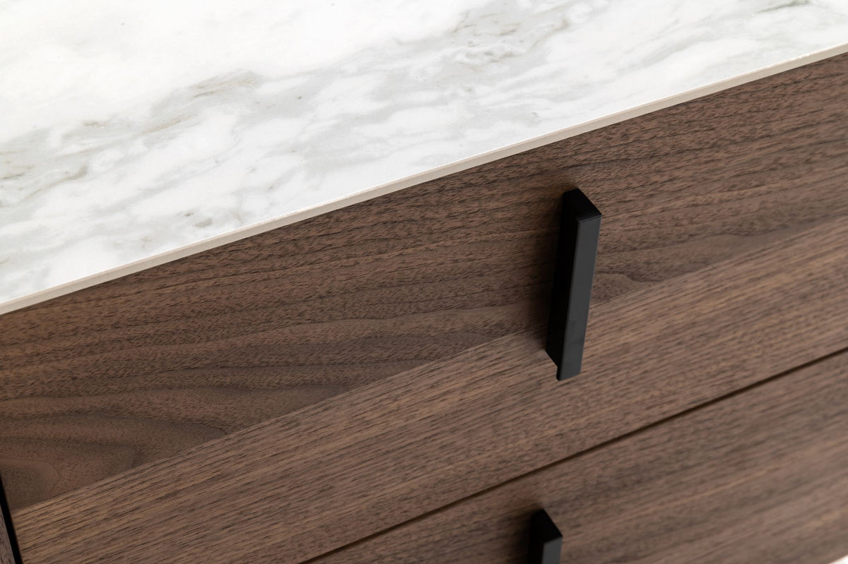 Post Modern Walnut Dresser with Ceramic Stone Top