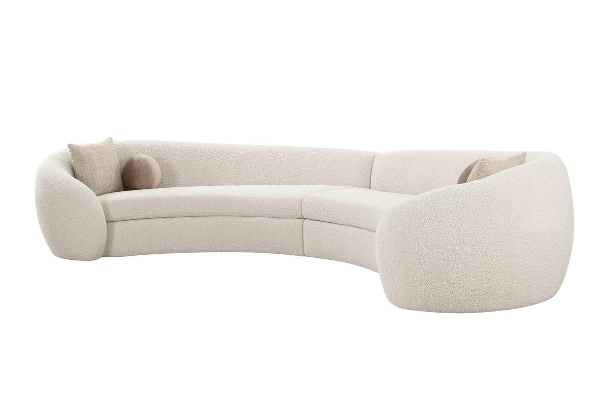 Modrest - Kilmer Modern Off-White Curved Fabric Sectional Sofa