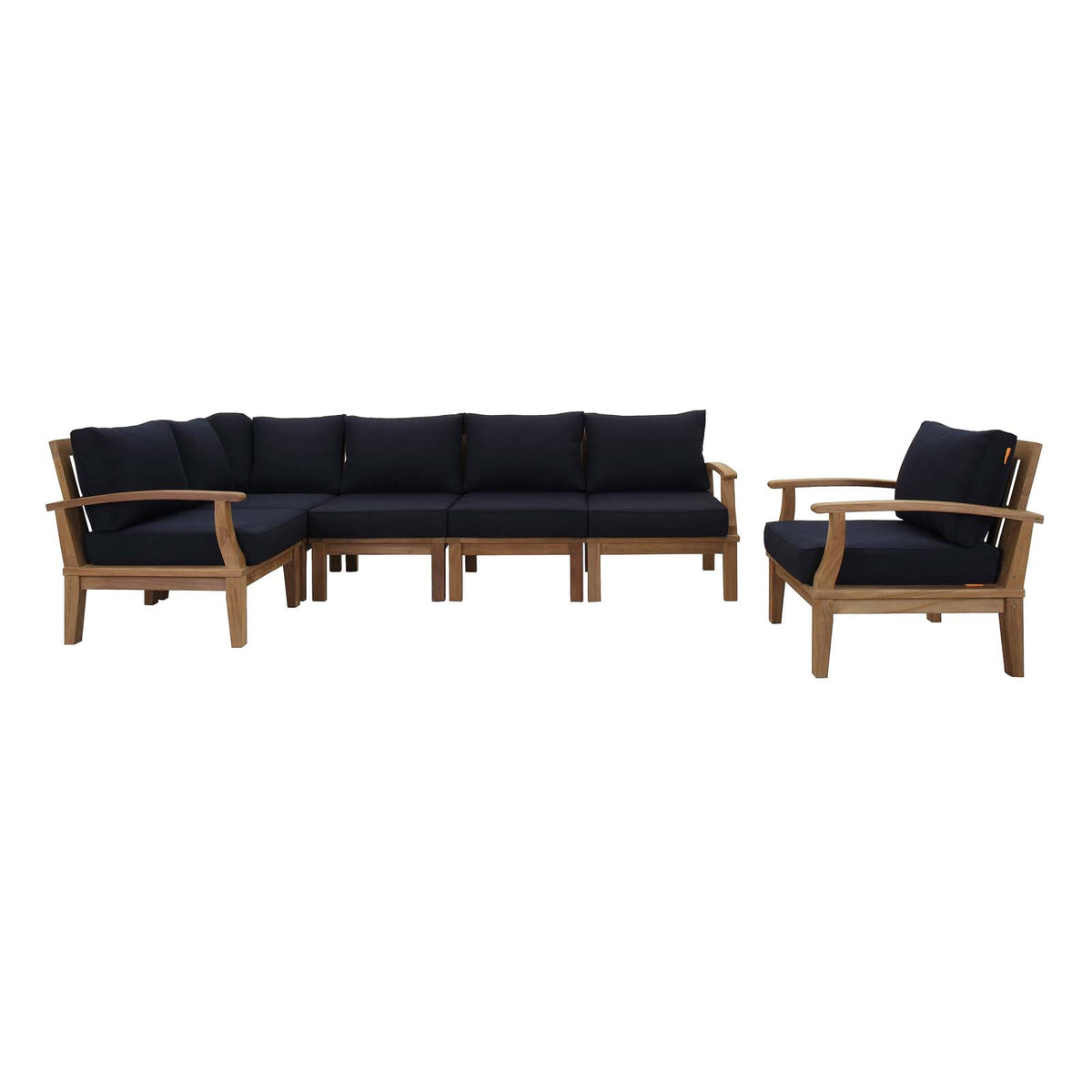 Marina 6 Piece Outdoor Patio Teak Set by Modway in Natural Navy