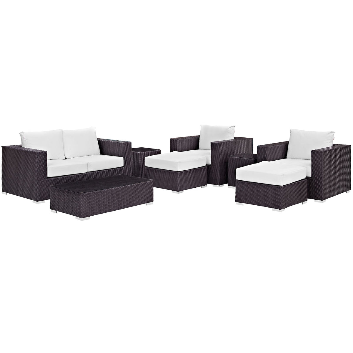 Convene 8 Piece Outdoor Patio Sofa Set by Modway in Espresso White