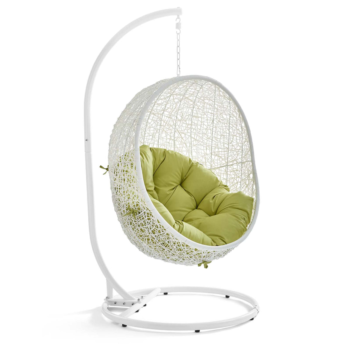 Hide Outdoor Patio Swing Chair With Stand by Modway in White Peridot