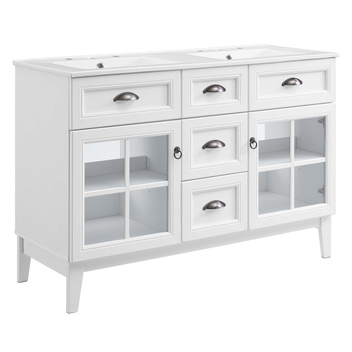 Isle 48" Double Bathroom Vanity Cabinet in White White