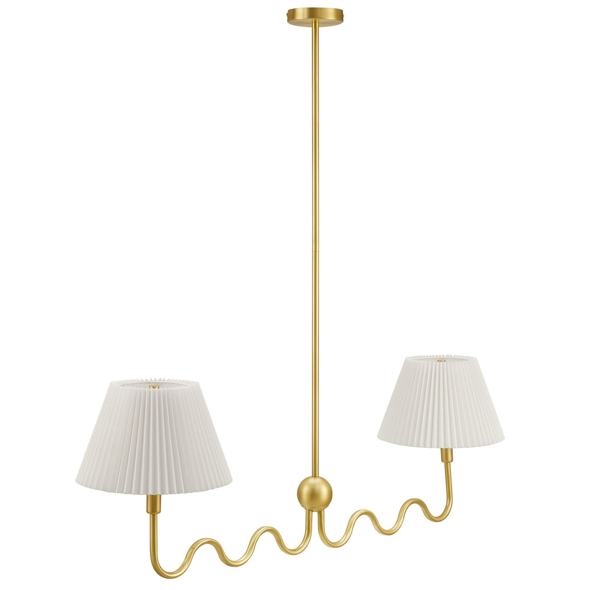 Wave Squiggle 2-Arm Pendant Light in Brass