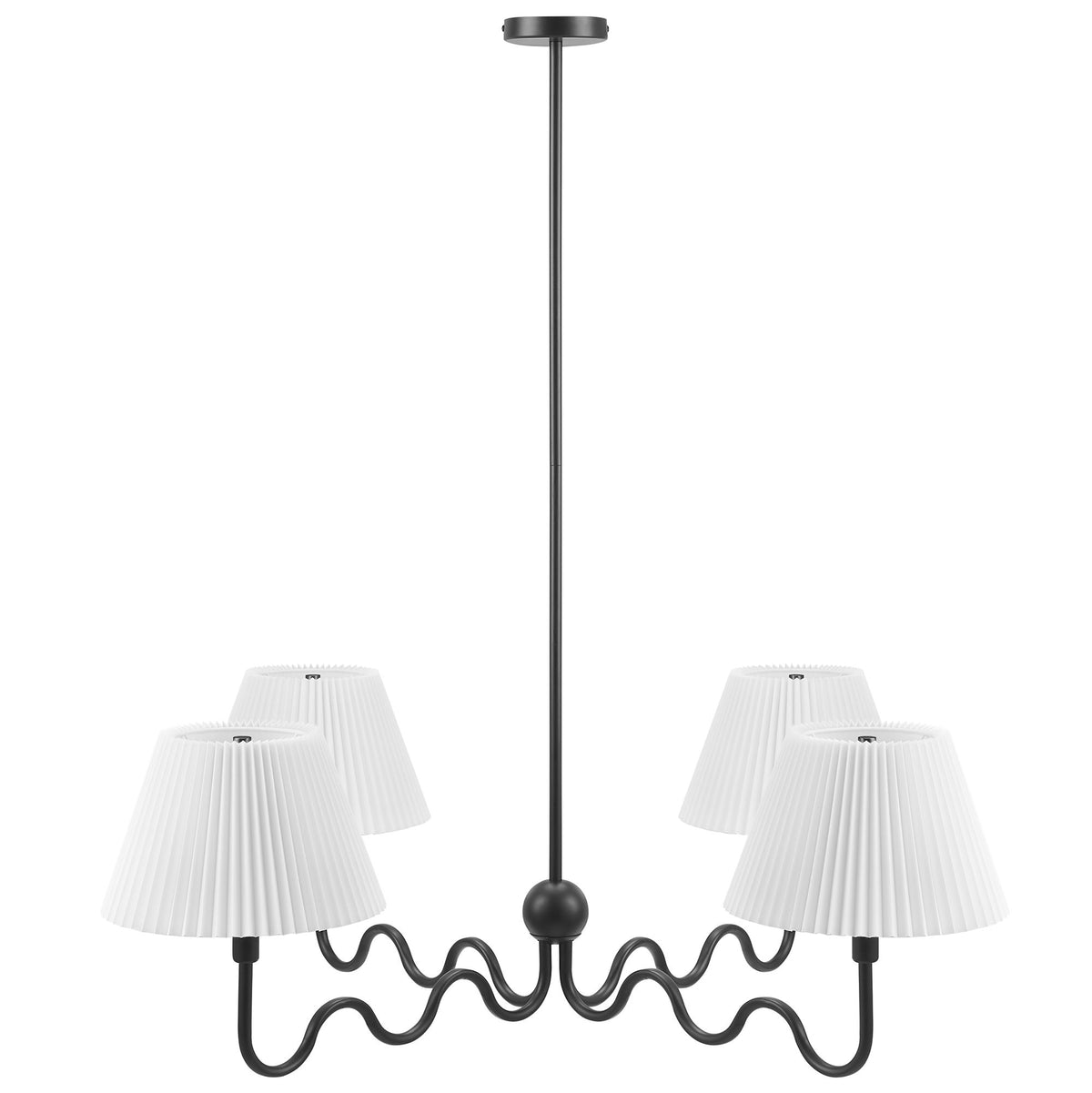 Wave Squiggle 4-Arm Pendant Light in Black