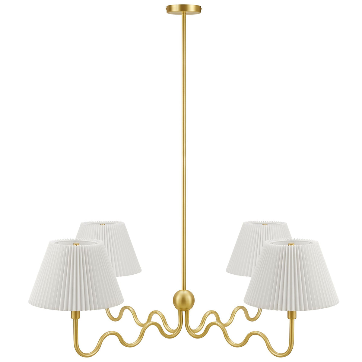 Wave Squiggle 4-Arm Pendant Light in Brass