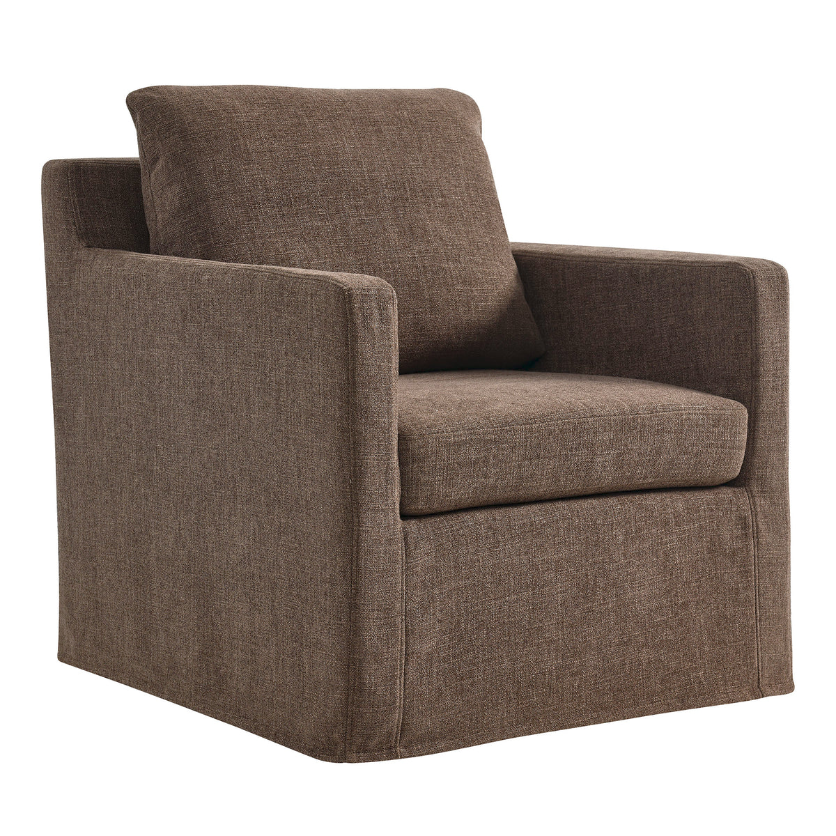Serene Linen Slipcovered Swivel Armchair in Mocha