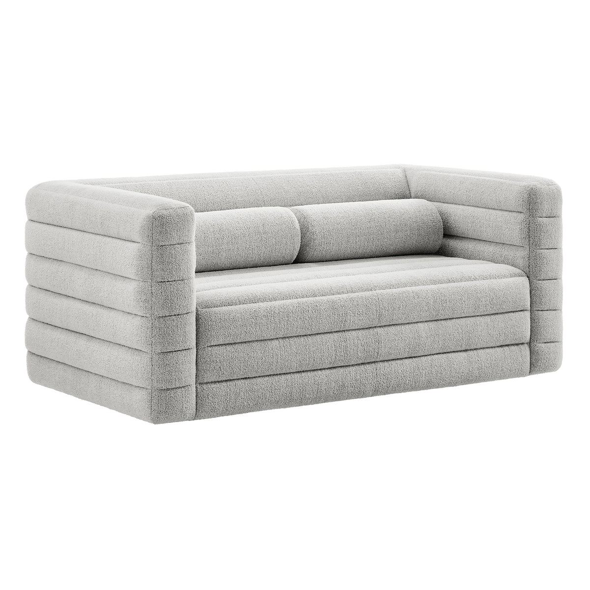 Relle Channel Tufted Boucle Upholstered Loveseat in Newsprint
