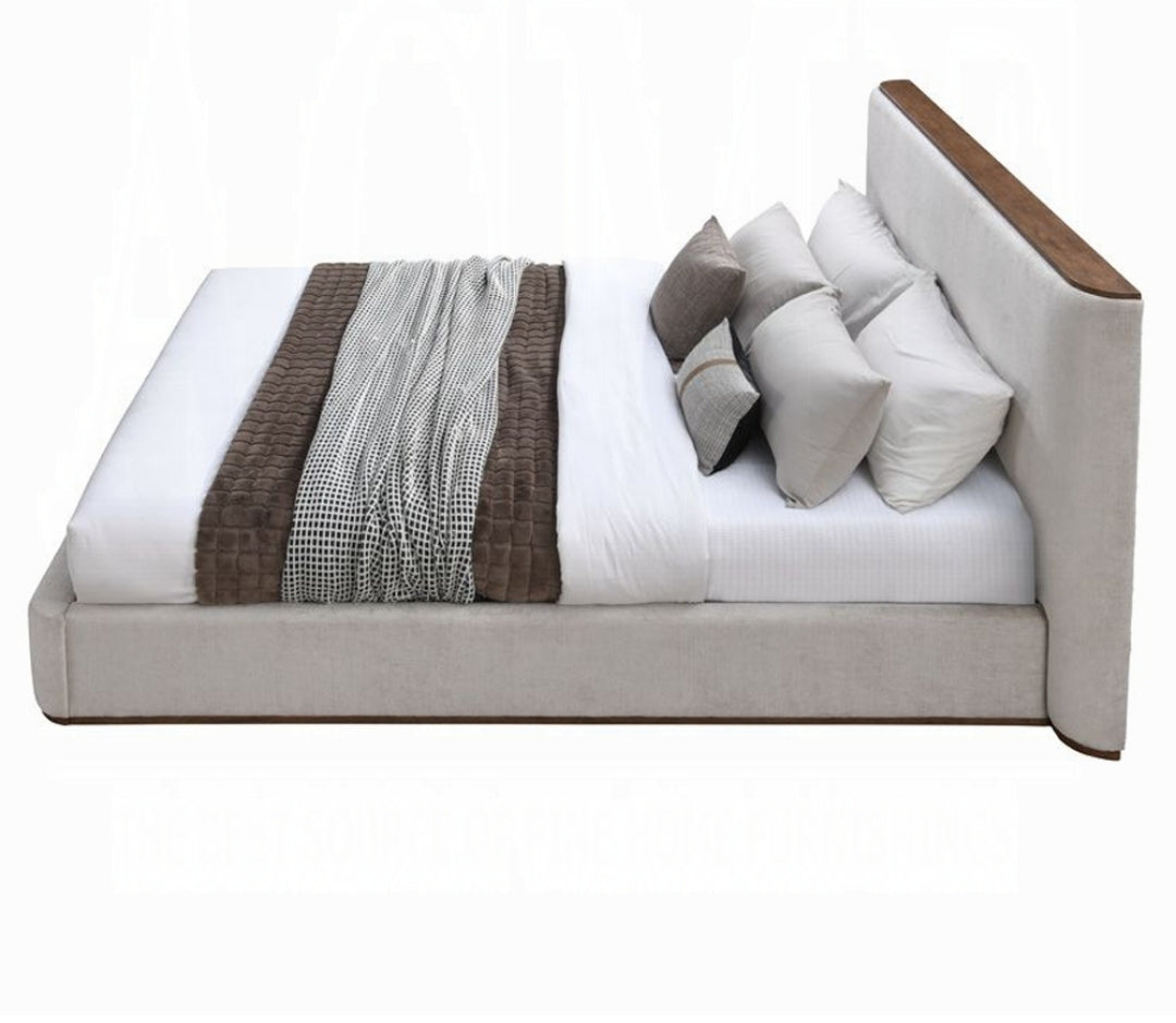 Lordes King platform bed with wood accents - no box spring needed