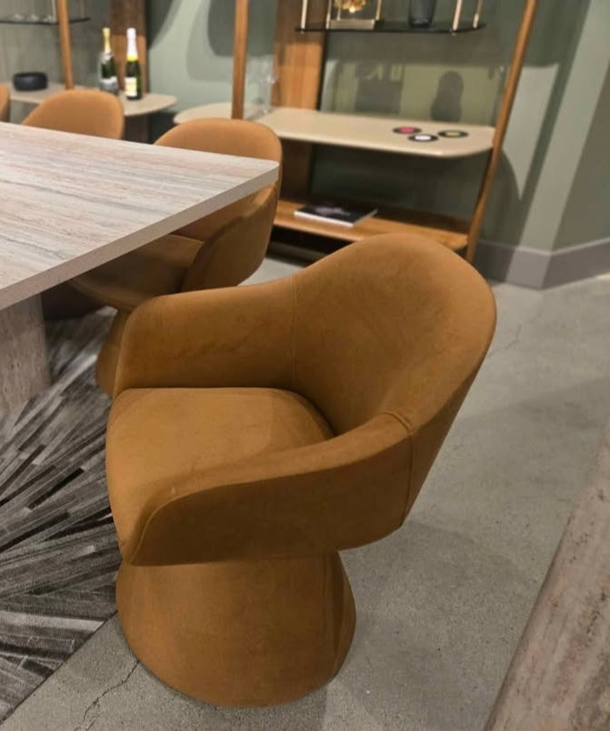 Brand New Gorgeous Fully Upholstered Dining Chair Upholstered in performance Rust velvet fabric
