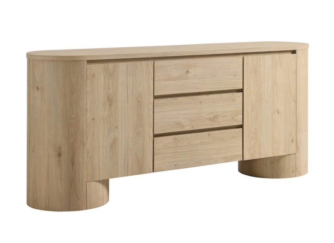 Lucas Rounded Sideboard Media Cabinet finished in Natural oak
