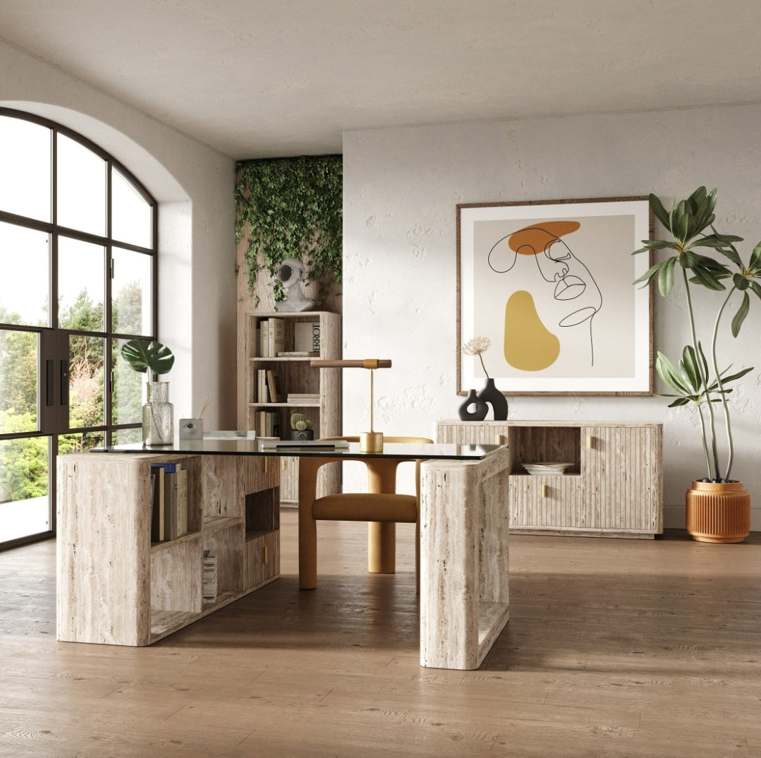 Luna Travertine Finish Executive desk