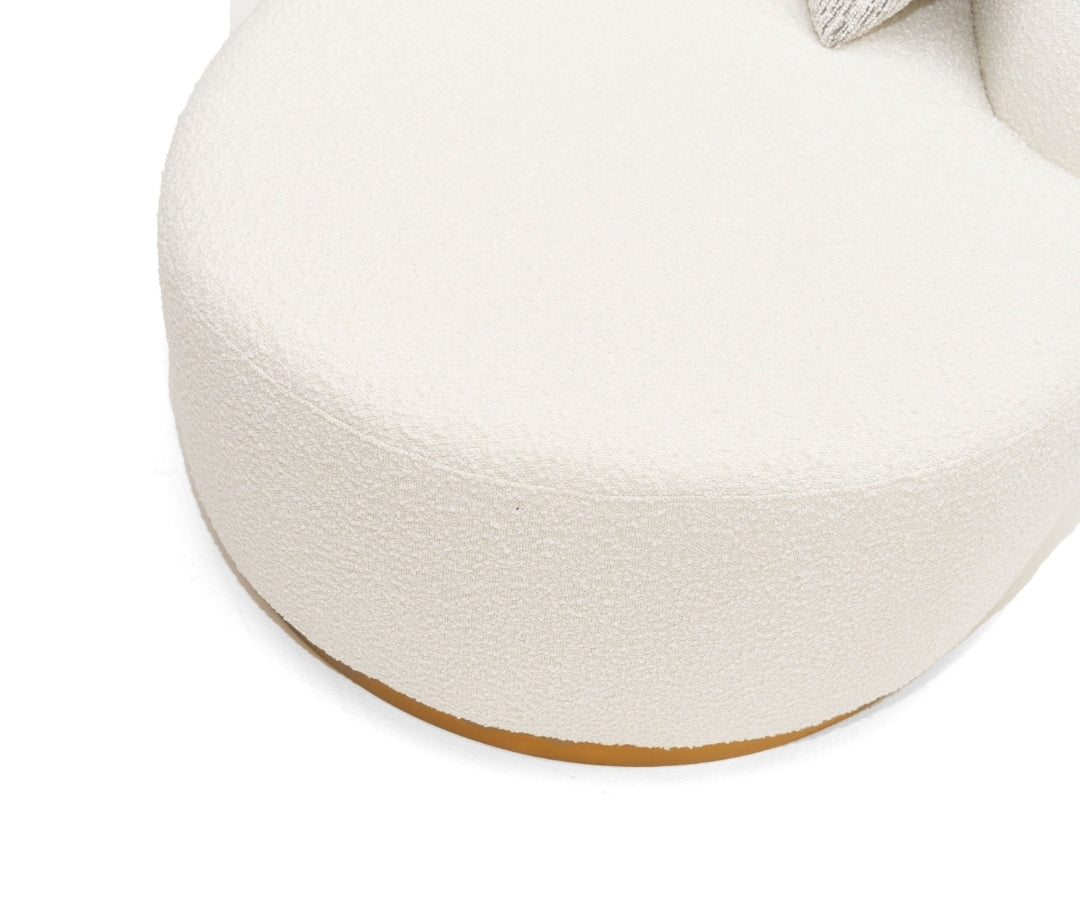 Divani Casa Glam White Fabric Curved Sectional Sofa with Beige Pillows