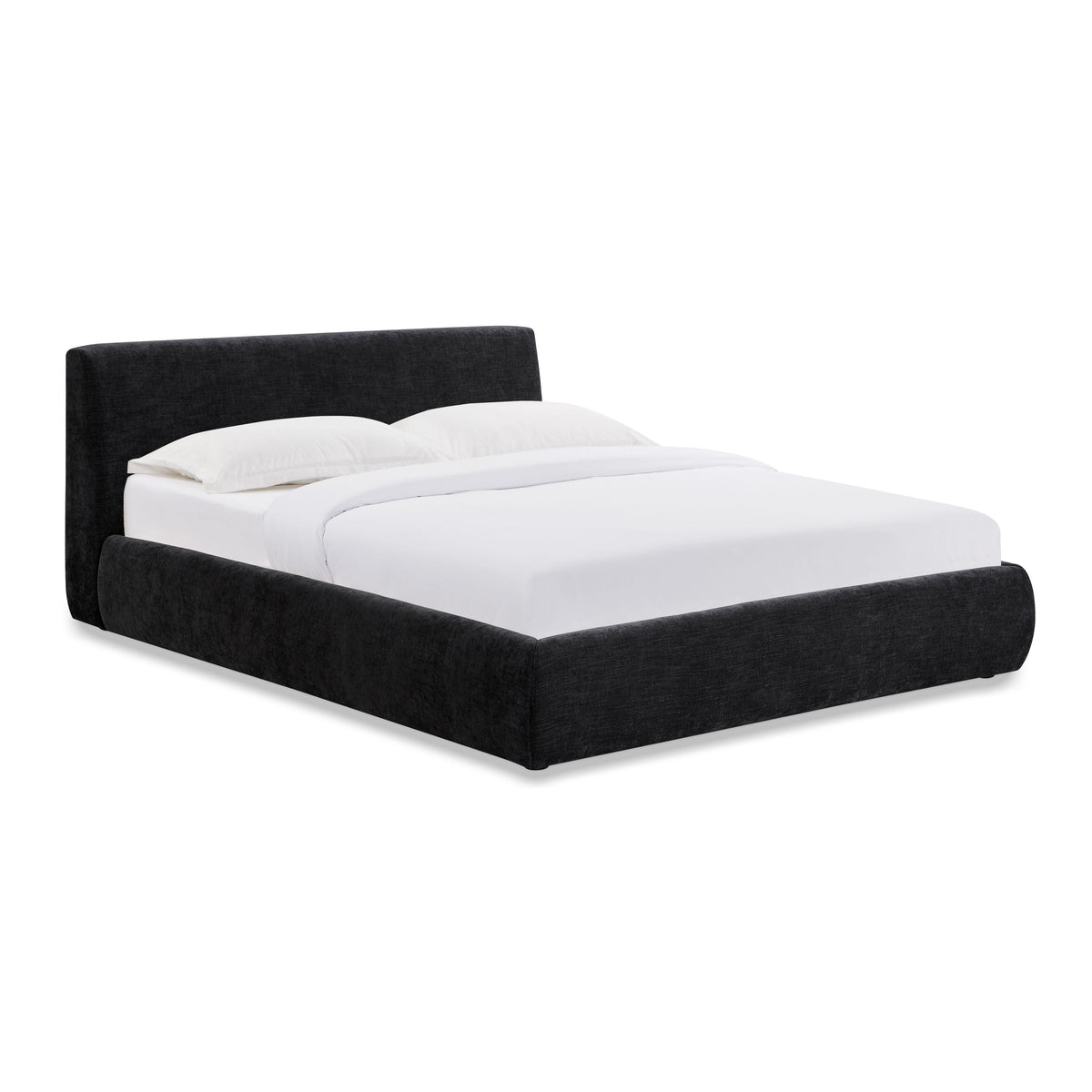 Isla Black Textured Velvet Queen Bed