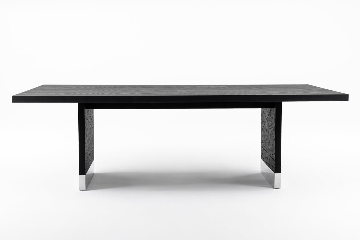 Modrest Kenda - Modern Black Ash + Stainless Steel Dining Table