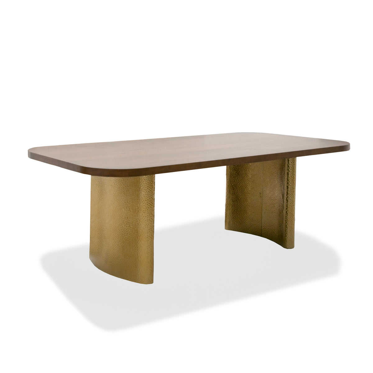 Modrest Marjorie - Modern Walnut + Brushed Gold Rectangular Dining Table