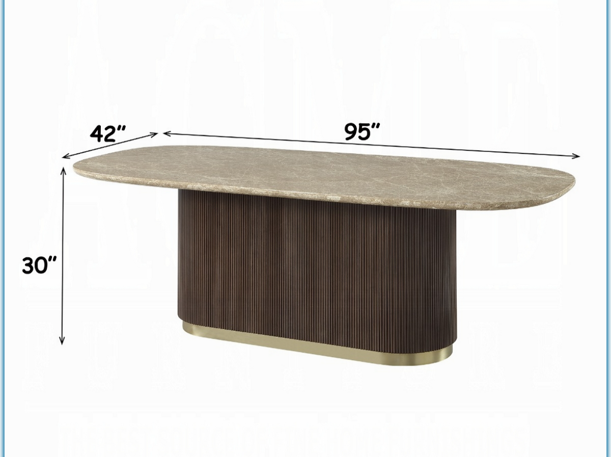 Panthere Earth 95" Flutted Base Quartz Dining Table