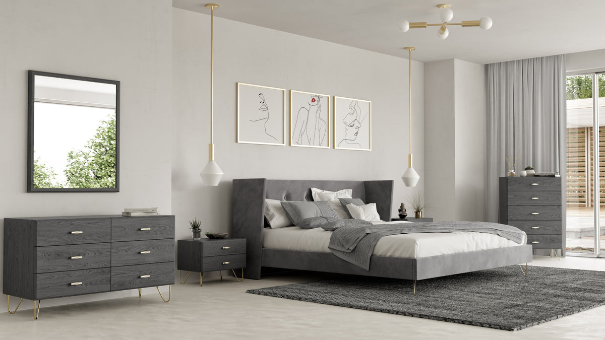 Modrest Bryan - Modern Grey Nightstand