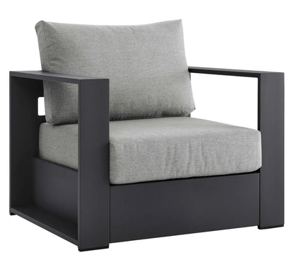 Lamod Aluminum Armchair in Charcoal frame with white cushions