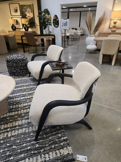 Vindi Black oak accent chair with performance upholstery