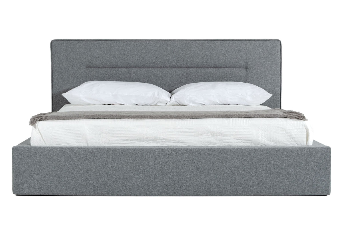 Juliana King Italian Modern Dark Grey Upholstered Bed