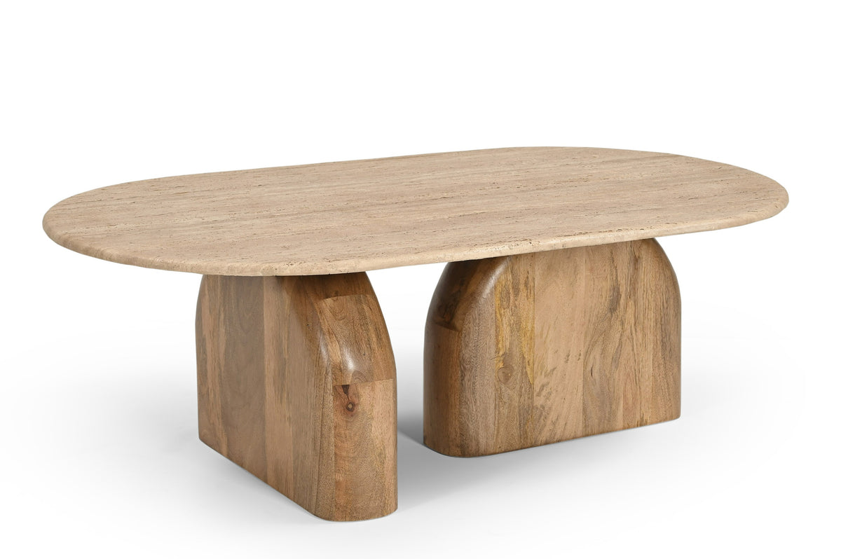 Lucy Travertine Oval Coffee Table