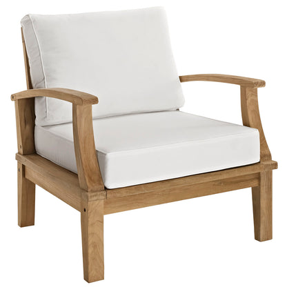Marina Outdoor Patio Teak Armchair by Modway in Natural White