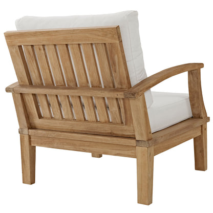 Marina Outdoor Patio Teak Armchair by Modway in Natural White