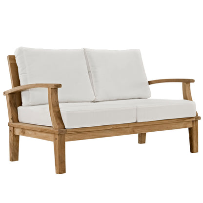 Marina Outdoor Patio Teak Loveseat by Modway in Natural White
