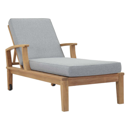 Marina Outdoor Patio Teak Single Chaise by Modway in Natural Gray