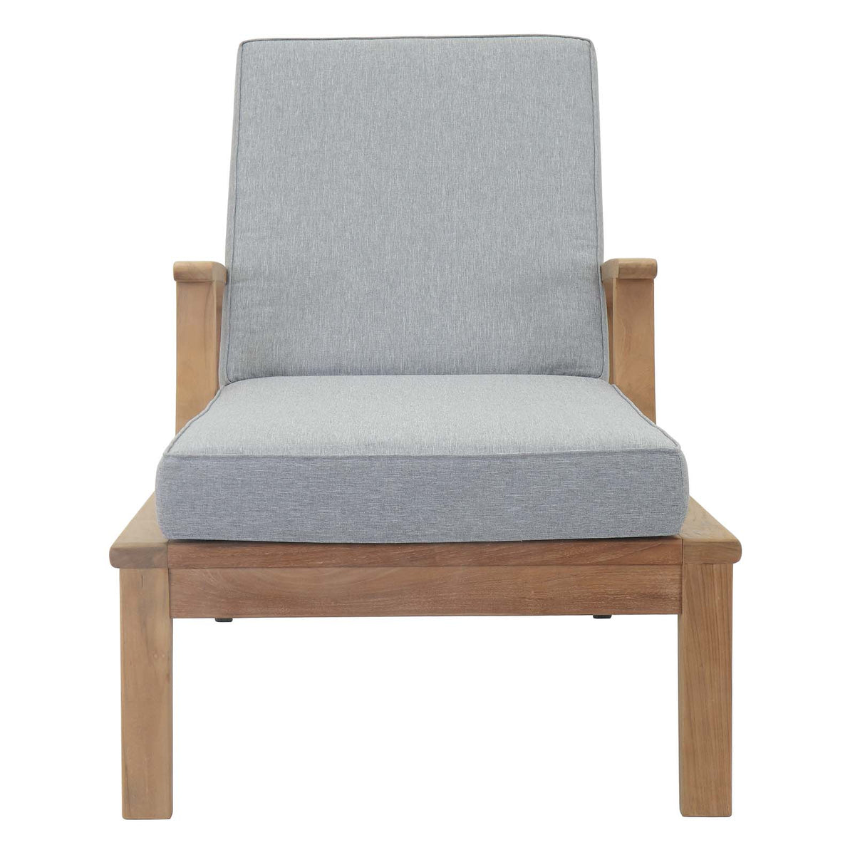 Marina Outdoor Patio Teak Single Chaise by Modway in Natural Gray