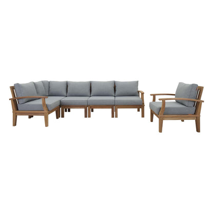 Marina 6 Piece Outdoor Patio Teak Set by Modway in Natural Gray