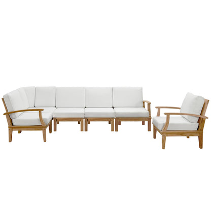 Marina 6 Piece Outdoor Patio Teak Set by Modway in Natural White
