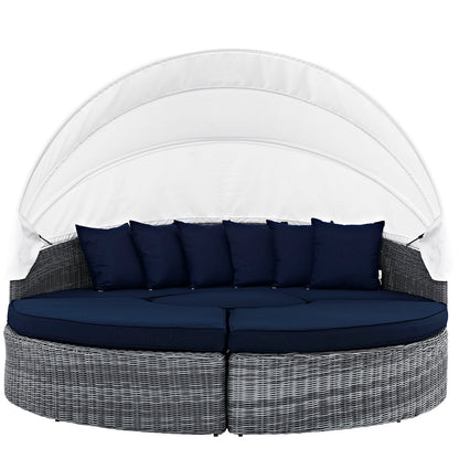 Oversized Canopy Outdoor Patio Sunbrella® Daybed by Modway in Canvas Navy
