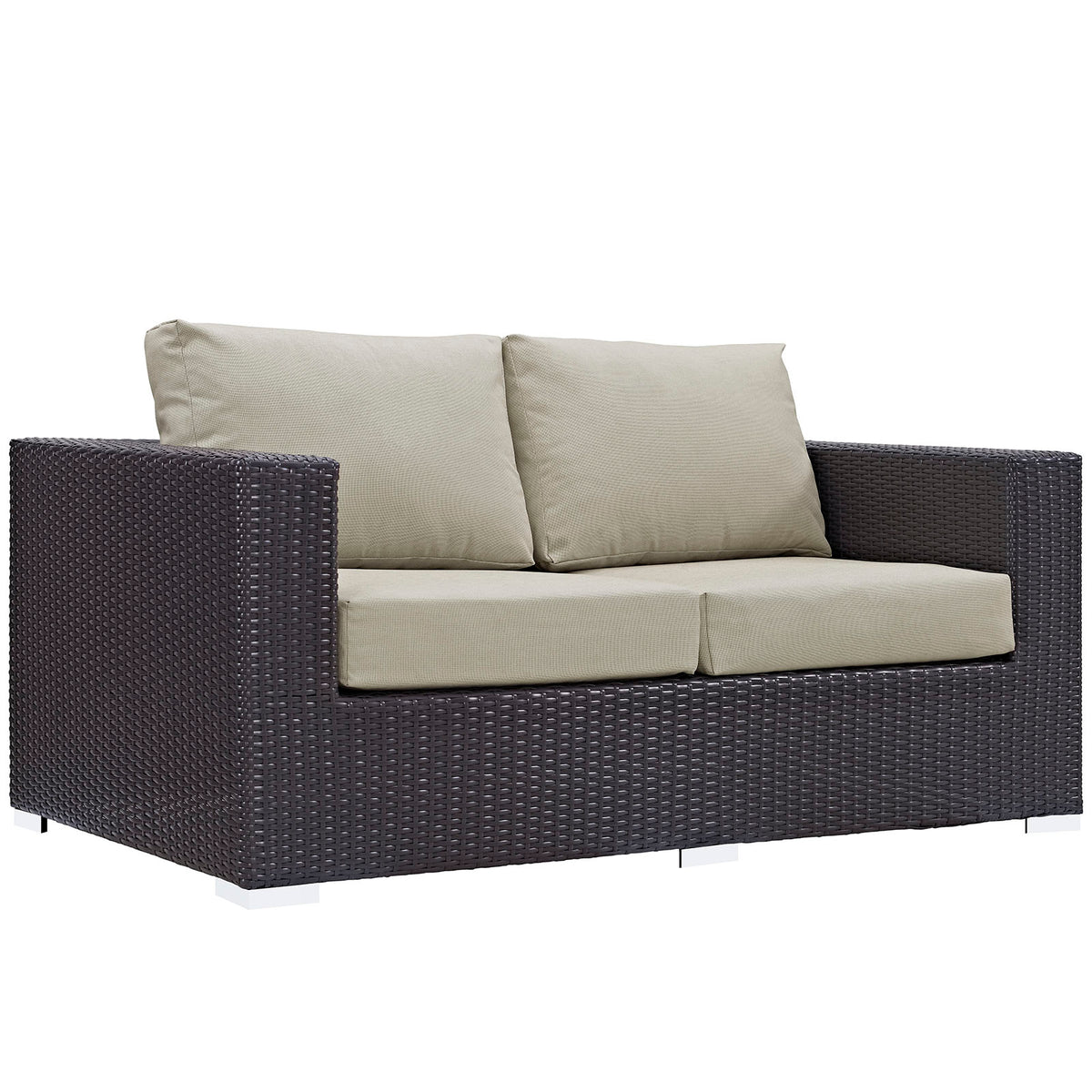 Convene 8 Piece Outdoor Patio Sofa Set by Modway in Espresso Beige
