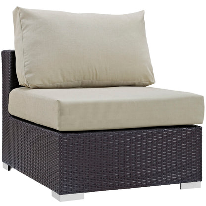 Convene 10 Piece Outdoor Patio Sectional Set by Modway in Espresso Beige