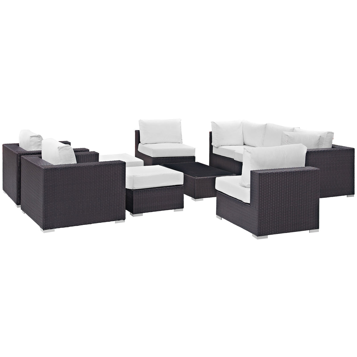Convene 10 Piece Outdoor Patio Sectional Set by Modway in Espresso White