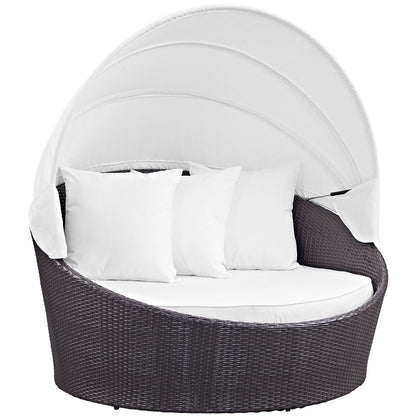 Convene Canopy Outdoor Patio Daybed by Modway in Espresso White