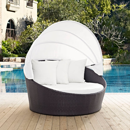 Convene Canopy Outdoor Patio Daybed by Modway in Espresso White