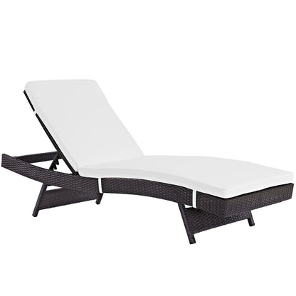 Patio Chaise by in Espresso / White Cushions