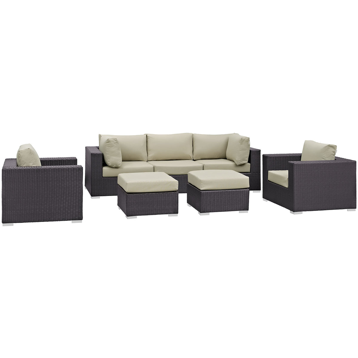 Convene 7 Piece Outdoor Patio Sectional Set by Modway in Espresso Beige