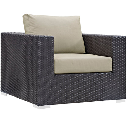 Convene 4 Piece Outdoor Patio Sectional Set by Modway in Espresso Beige
