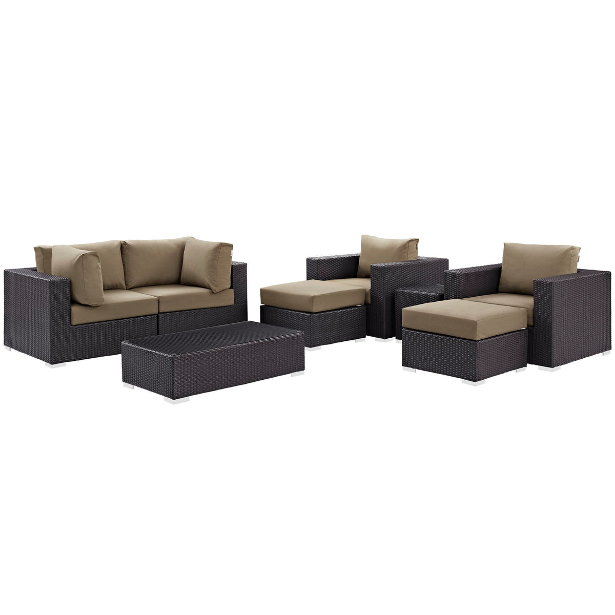 Convene 8 Piece Outdoor Patio Sectional Set by Modway in Espresso Mocha