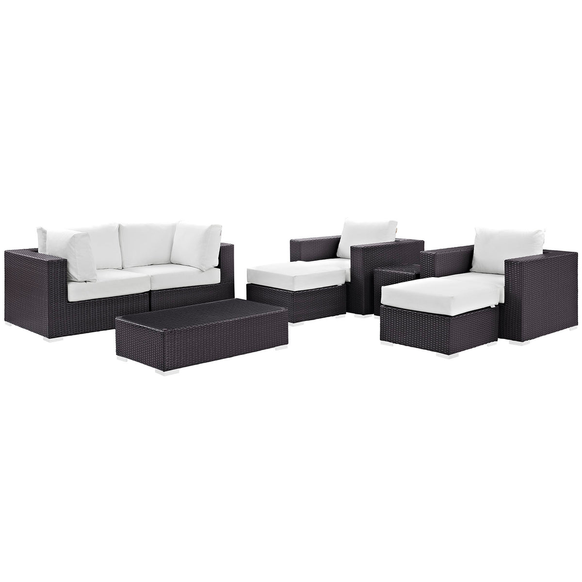 Convene 8 Piece Outdoor Patio Sectional Set by Modway in Espresso White