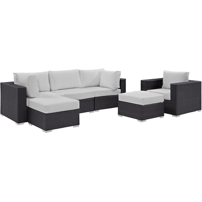 Convene 6 Piece Outdoor Patio Sectional Set by Modway in Espresso White