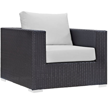 Convene 6 Piece Outdoor Patio Sectional Set by Modway in Espresso White