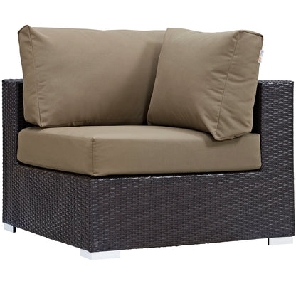 Convene 9 Piece Outdoor Patio Sectional Set by Modway in Espresso Mocha