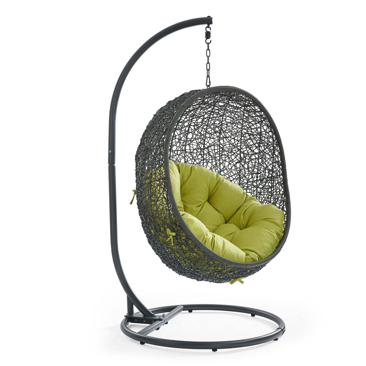 Hide Outdoor Patio Swing Chair With Stand by Modway in Gray Peridot