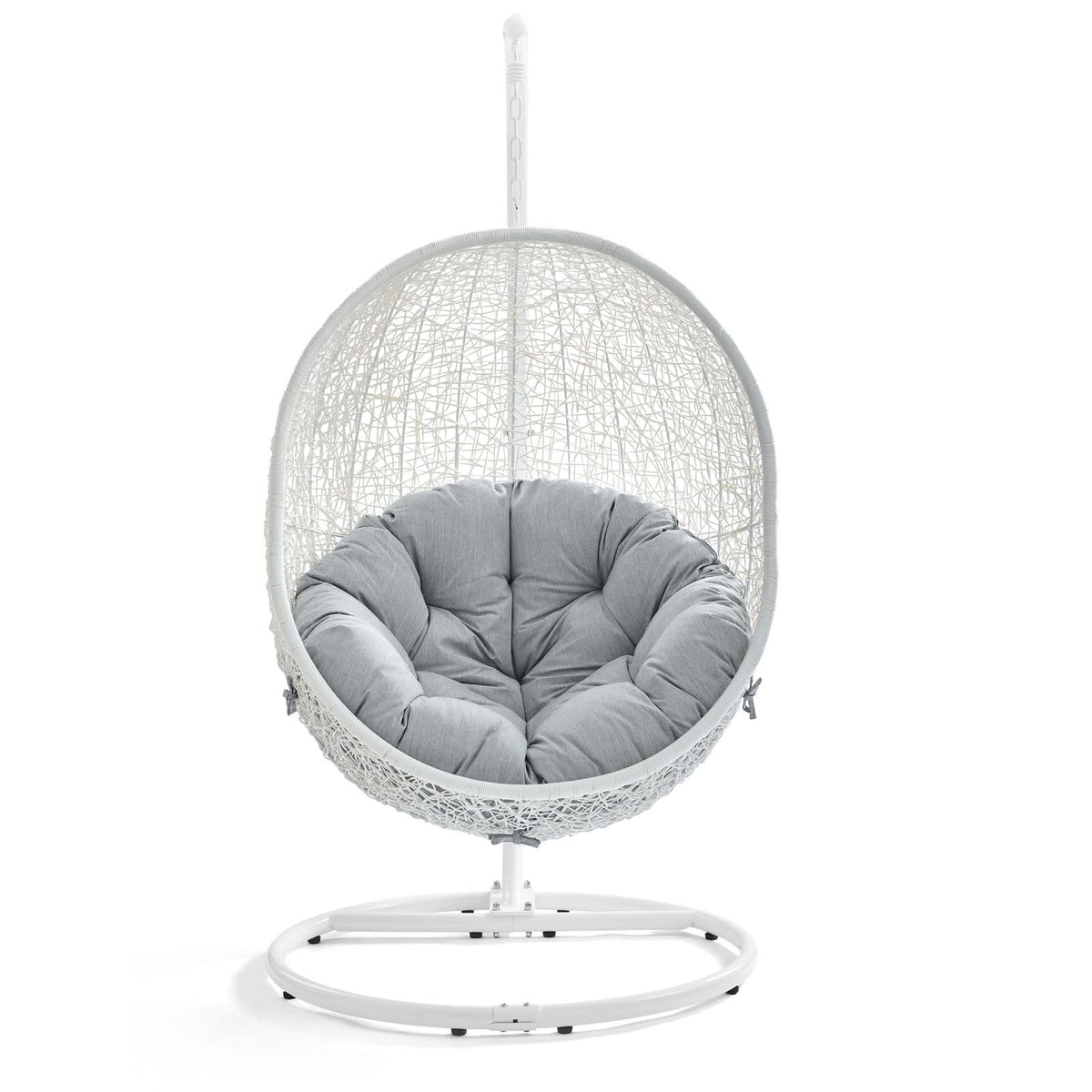 Hide Outdoor Patio Swing Chair With Stand by Modway in White Gray