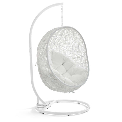 Hide Outdoor Patio Swing Chair With Stand by Modway in White